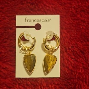 Francesca's Gold and Brown Heart Earrings